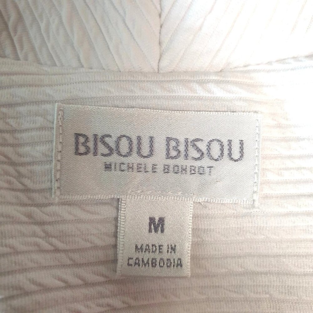 Bisou Bisou M Textured Jacket White Cold Shoulder Open Front White Michele Boho - Picture 5 of 6